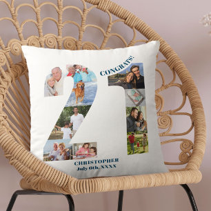Cojín Decorativo Colaje de Fotos Regalo Personalizado Cumpleaños 21
