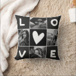 Cojín Decorativo Colaje de fotos simple y elegante<br><div class="desc">Esta elegante almohada en blanco y negro presenta 4 fotos con topografía de escritura moderna y trendy que dice amor. Hay un pequeño corazón chic en el medio. Un regalo minimalista simple para tu mamá,  cónyuge,  novia y recién casados.</div>