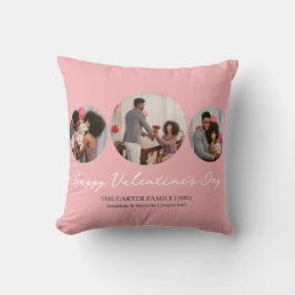 Cojín Decorativo Colaje redondo de 3 fotos día de San Valentín Fami