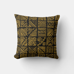 Cojín Decorativo Colapso africano, vintage, sin fisuras, en la etni