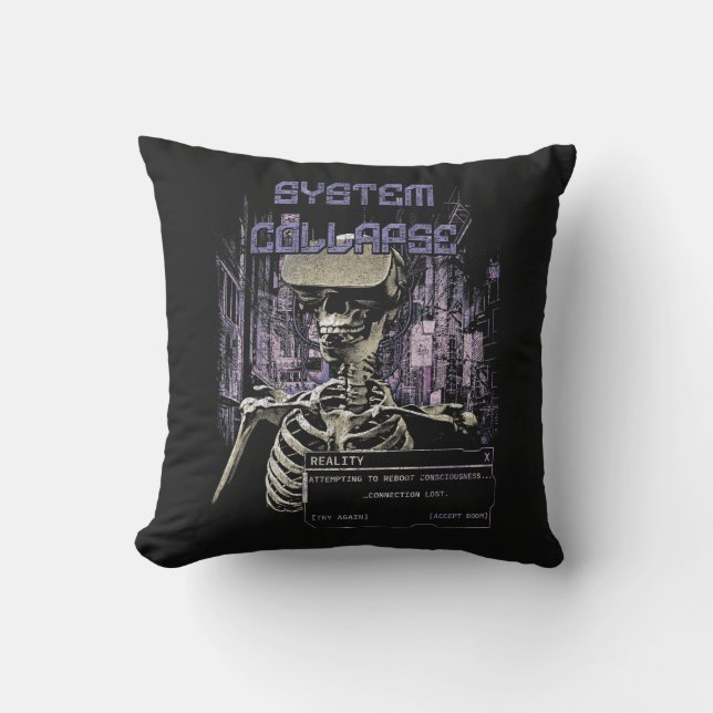 Cojín Decorativo Colapso del sistema - Calzado tecno-distópico (Anverso)