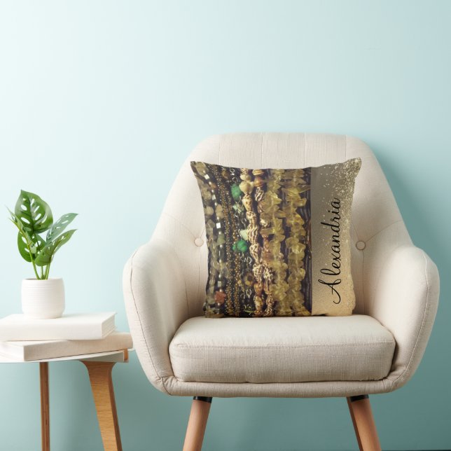 Cojín Decorativo Colas de fierro Cristales y conchas Personalizadas (Silla)