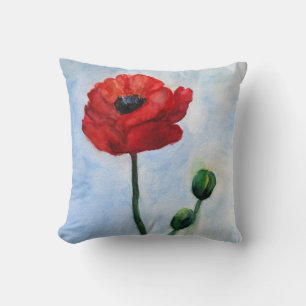 Cojín Decorativo Colcha De Agua De Flor De Adormidera Roja
