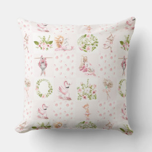 Cojín Decorativo Colcha de animales florales rosados para bebé patr