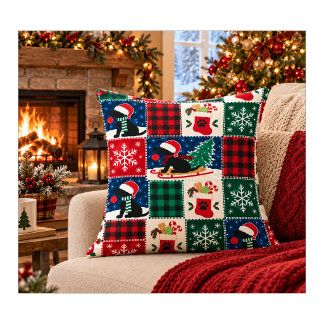 Cojín Decorativo Colcha de patchwork de Labrador navideño acogedor