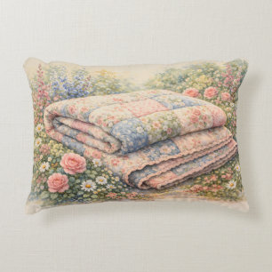 Cojín Decorativo Colcha de patchwork floral Cottagecore acuarela