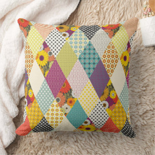 Cojín Decorativo colcha de patchwork floral vintage