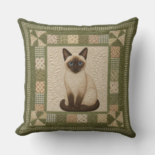 Cojín Decorativo Colcha Falsa de Gato Siamés