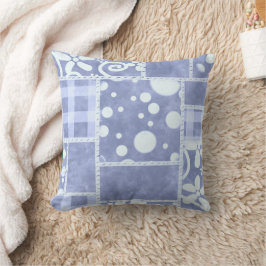 Cojín Decorativo Colcha Loca Cuadros Azules Florales Personalizados