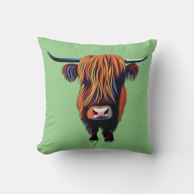 Cojín Decorativo Colchón/almohada de la vaca Highland (Anverso)