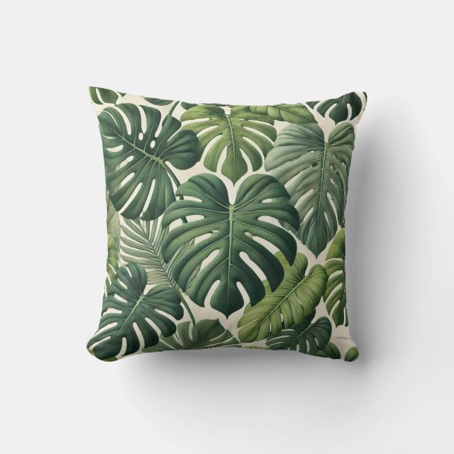Cojín Decorativo Colchón con motivos de Monstera (Anverso)