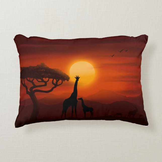 Cojín Decorativo Colchón de atardecer africano (Anverso)