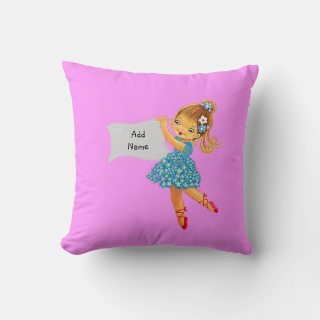 Cojín Decorativo Colchón de chicas personalizables, Ballerina Pink  (Anverso)