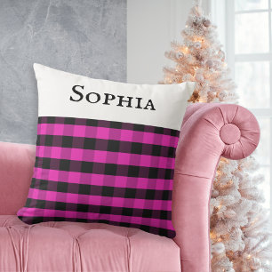 Cojín Decorativo Colchón de Plaid Búfalo Rosa con Patrón de Cuadros