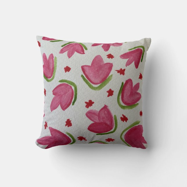 Cojín Decorativo Colchón de tiro rosa y verde (Anverso)