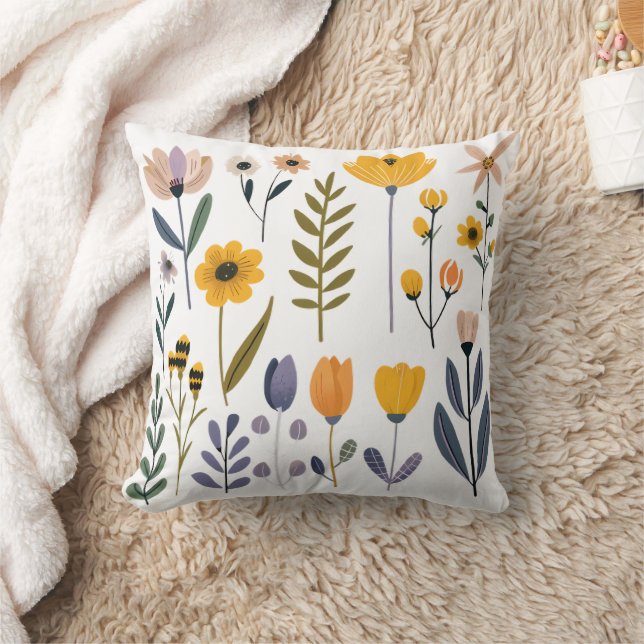 Cojín Decorativo Colección С de flores vectoriales (Manta)