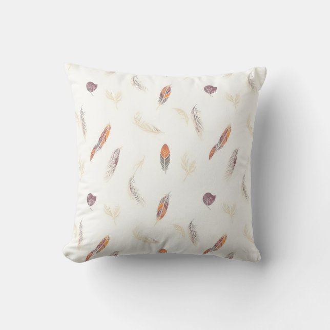 Cojín Decorativo Colección Boho de Lujo Plumas de Moda (Anverso)