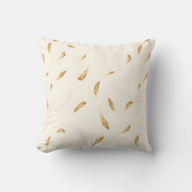 Cojín Decorativo Colección Boho Moderna de Lujo Plumas (Anverso)