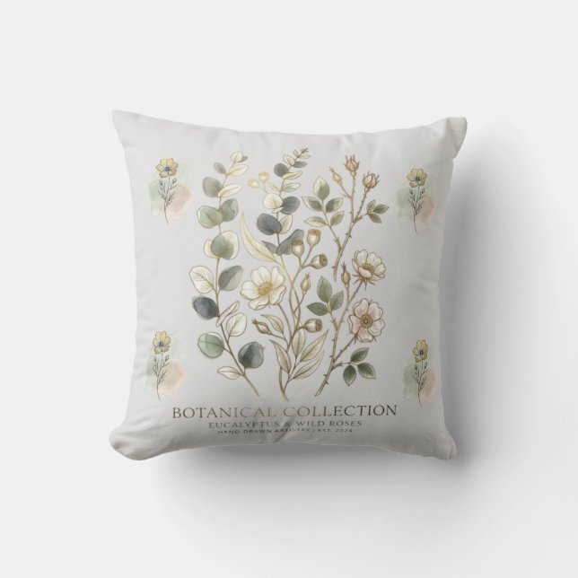 Cojín Decorativo Colección Botánica Ethereal Gold & Sage (Anverso)