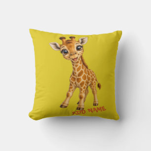 Cojín Decorativo Colección de animales bebés activos lindos Jirafa 