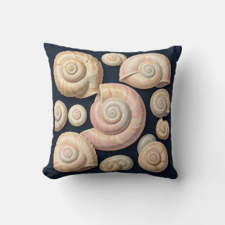 Cojín Decorativo Colección de conchas de caracol beige rosa náutico