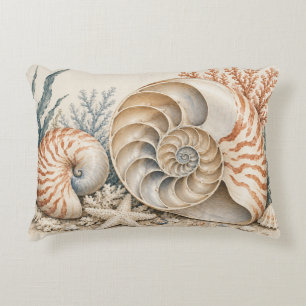Cojín Decorativo Colección de conchas de nautilus vintage