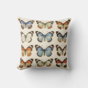 Cojín Decorativo Colección de especímenes de mariposas vintage