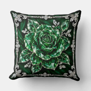 Cojín Decorativo colección de flores de cristal esmeralda real