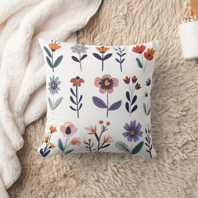 Cojín Decorativo Colección de flores vectoriales (Manta)