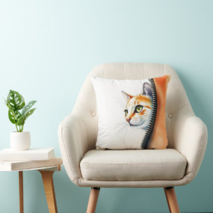 Cojín Decorativo Colección de gatos de color acuático lindo y moder