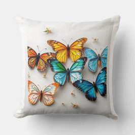 Cojín Decorativo Colección de mariposa colorida con acentos florale