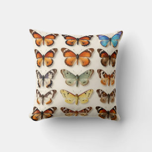 Cojín Decorativo Colección de mariposas vintage en rejilla