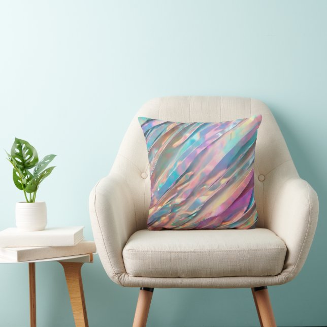 Cojín Decorativo Colección de moda holográfica opal purpurina (Silla)