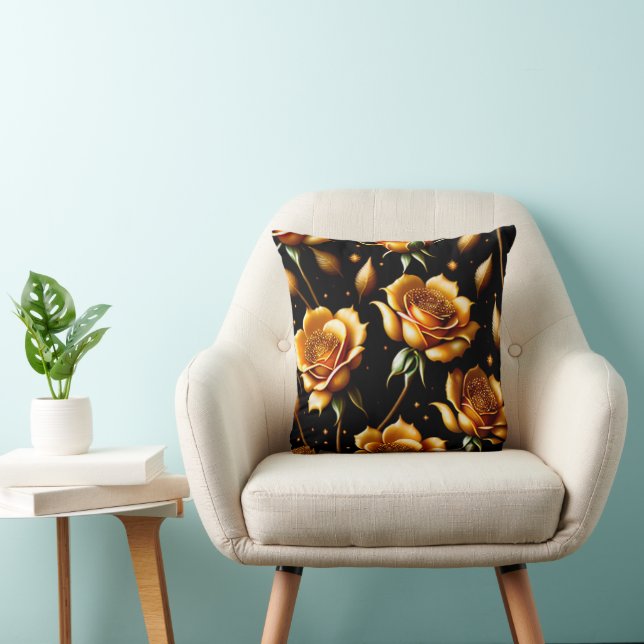 Cojín Decorativo Colección de Rosas Boho Gold de lujo moderna (Silla)