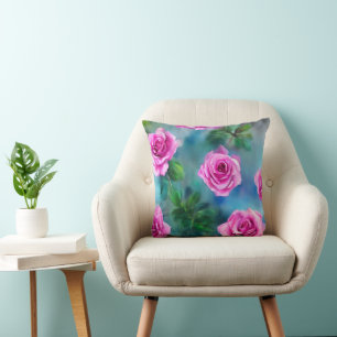 Cojín Decorativo Colección de rosas rosas rosas rosa color agua de 