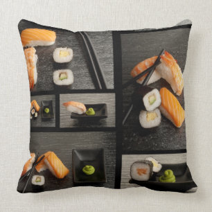 Cojín Decorativo Colección del sushi en fondo negro