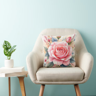 Cojín Decorativo Colección Hermosa Rosas Rosadas de Lujo de Moda