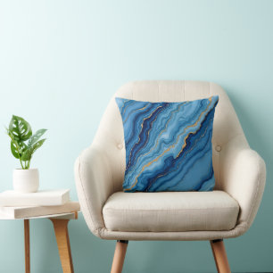 Cojín Decorativo Colección moderna de mármol azul de oro de Azure