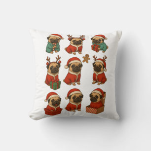 Cojín Decorativo Colección Navideña de Pug Adorable