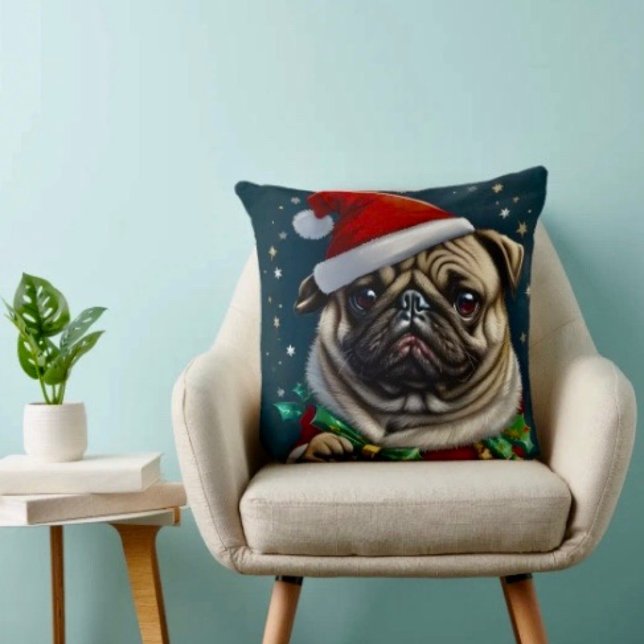 Cojín Decorativo Colección Puggy Claus (Throw Pillow 100% polyester heavyweight stretch material. Hidden zipper Made in the USA.)