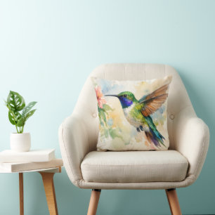 Cojín Decorativo Colibrí acuarela