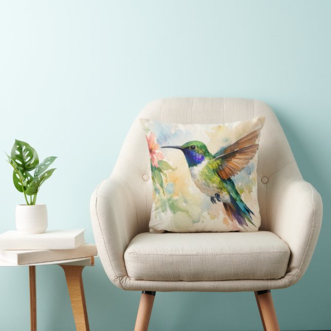 Cojín Decorativo Colibrí acuarela (Silla)