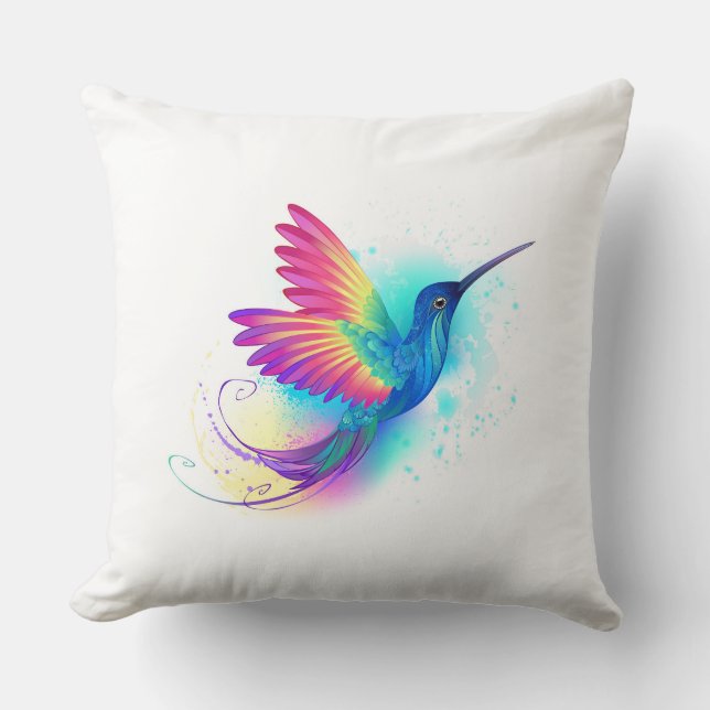 Cojín Decorativo Colibrí arcoiris exótica (Anverso)
