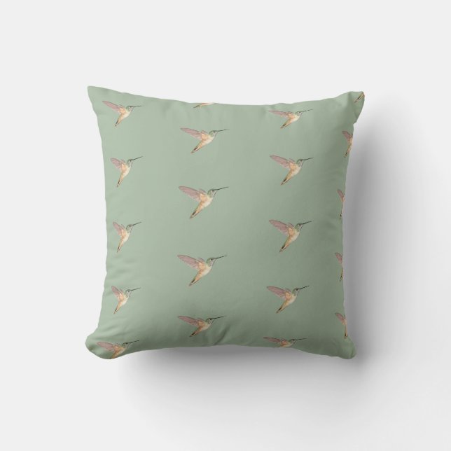 Cojín Decorativo Colibrí de Allen Light Sage (Anverso)