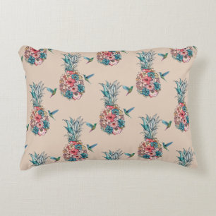 Cojín Decorativo Colibrí floral Crema de piñas tropicales
