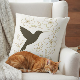 Cojín Decorativo Colibrí Floral – Regalo Elegante para Mamá