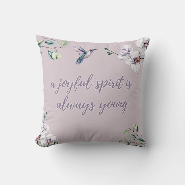 Cojín Decorativo Colibrí Orquídeas Rosa Elegante Simple (Anverso)