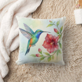 Cojín Decorativo Colibrí Pequeño Acuarela
