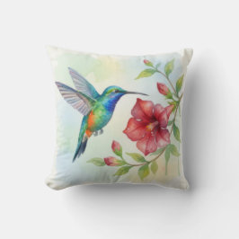 Cojín Decorativo Colibrí Pequeño Acuarela