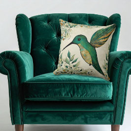 Cojín Decorativo Colibrí verde Art Nouveau